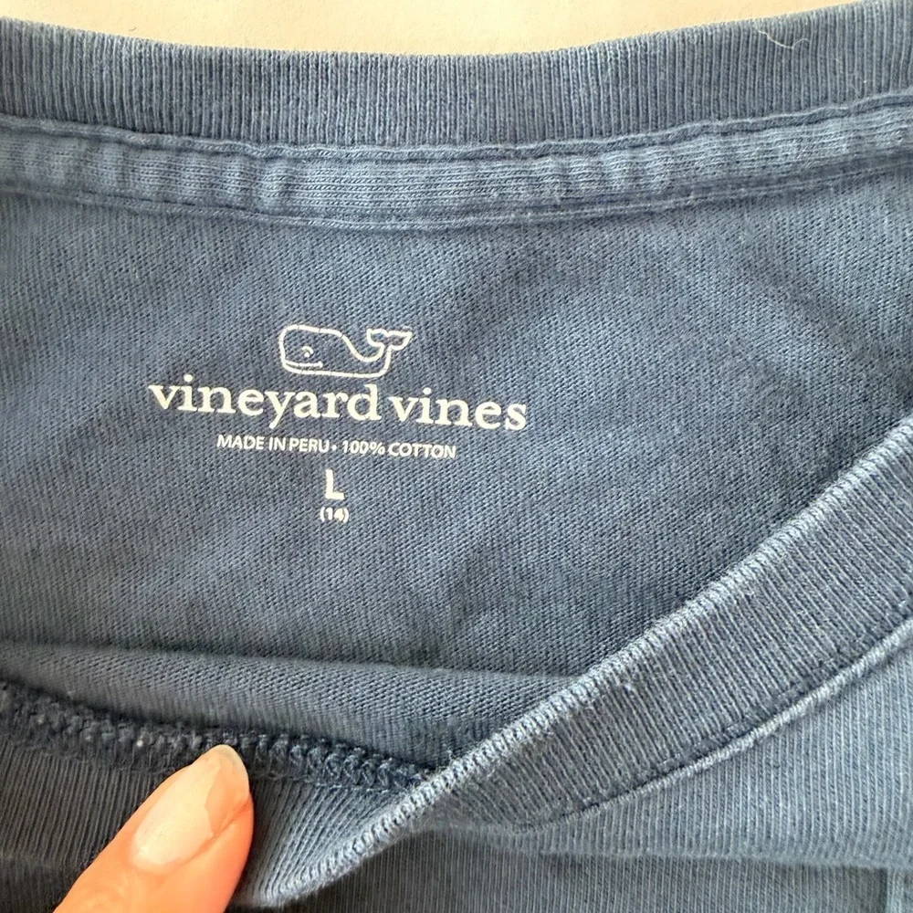 Vineyard Vines Youth Navy Long Sleeve Tee| Pink Logo Details | Preppy Coastal